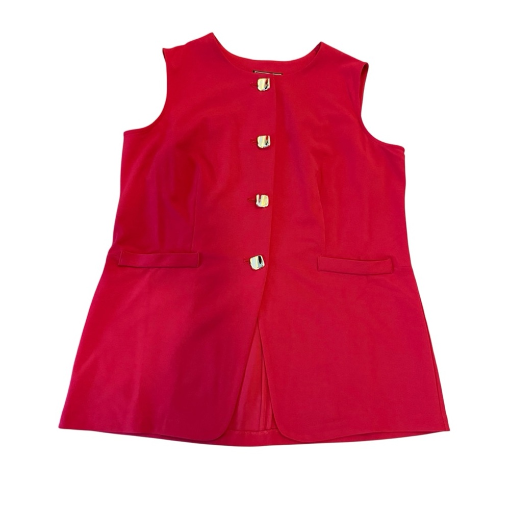 NYC Red Sleeveless Vest with Gold Buttons